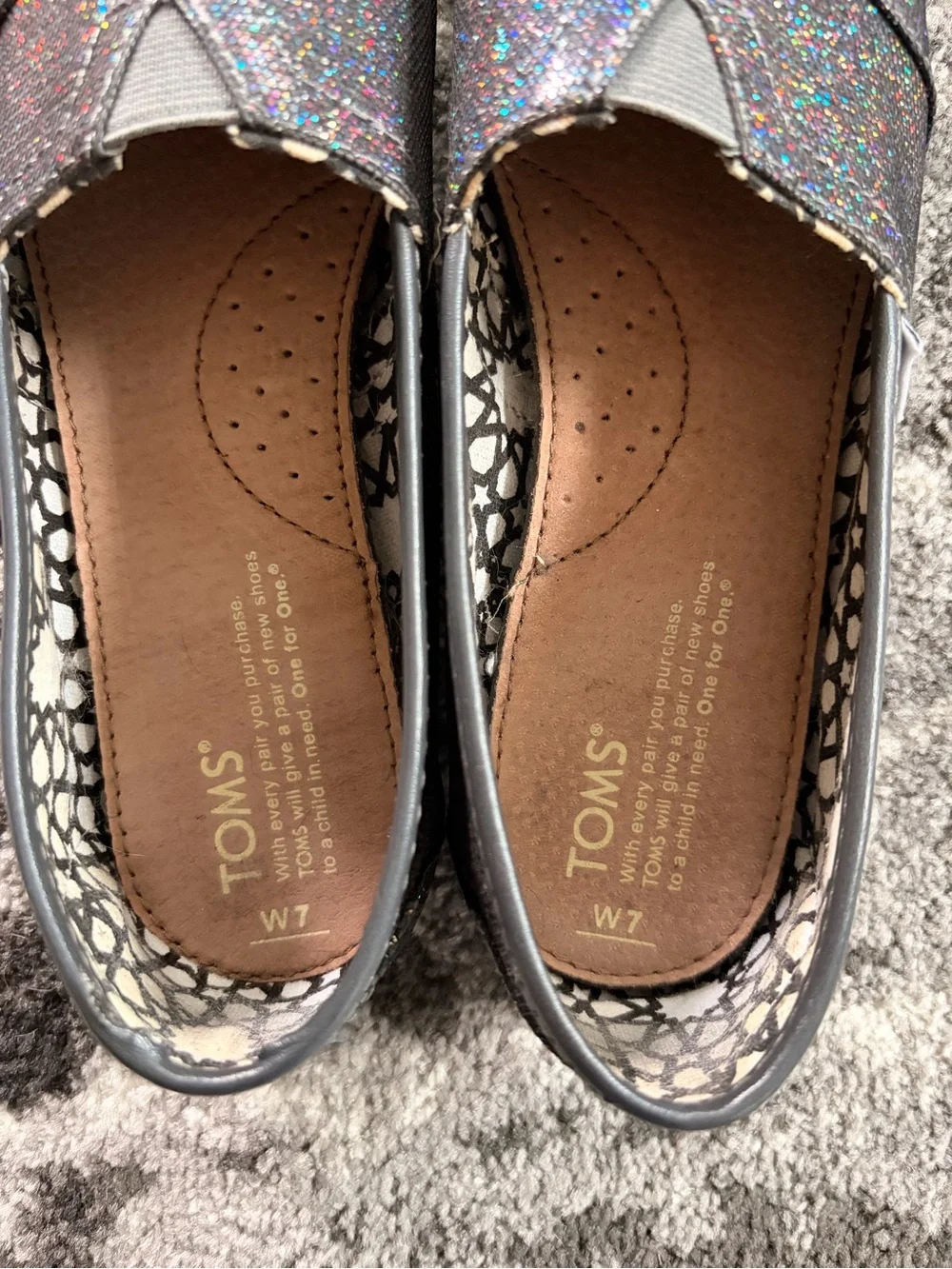 TOMS Women's Multicolor Black Glitter Slip Ons